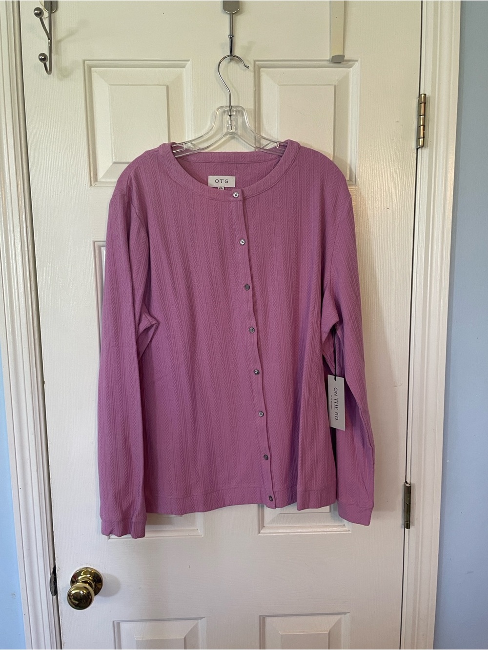 Lavender Ribbed Button-Front Cardigan
